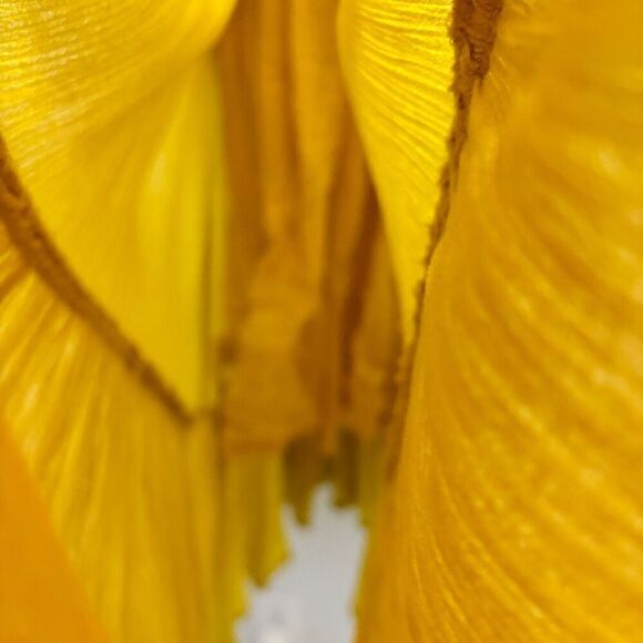 Rega Ruffle Sleeve Floral Embroidered Tiered Maxi Dress Yellow Small Ruffle Hem - Picture 8 of 12